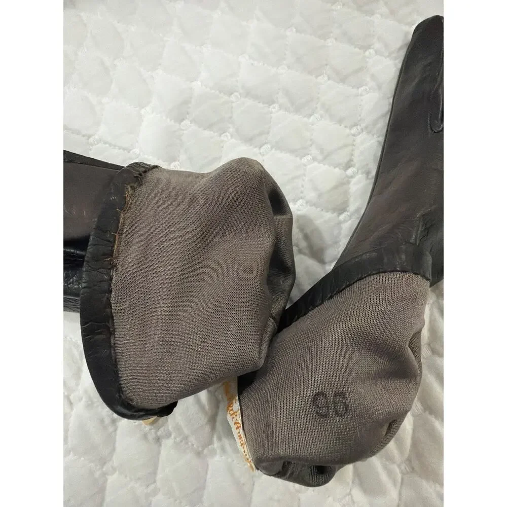 Saks Fifth Avenue Vintage Brown Leather Gloves Silk Lined Made in France Size 6